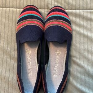 Rothy’s navy ribbon stripe merino loafers